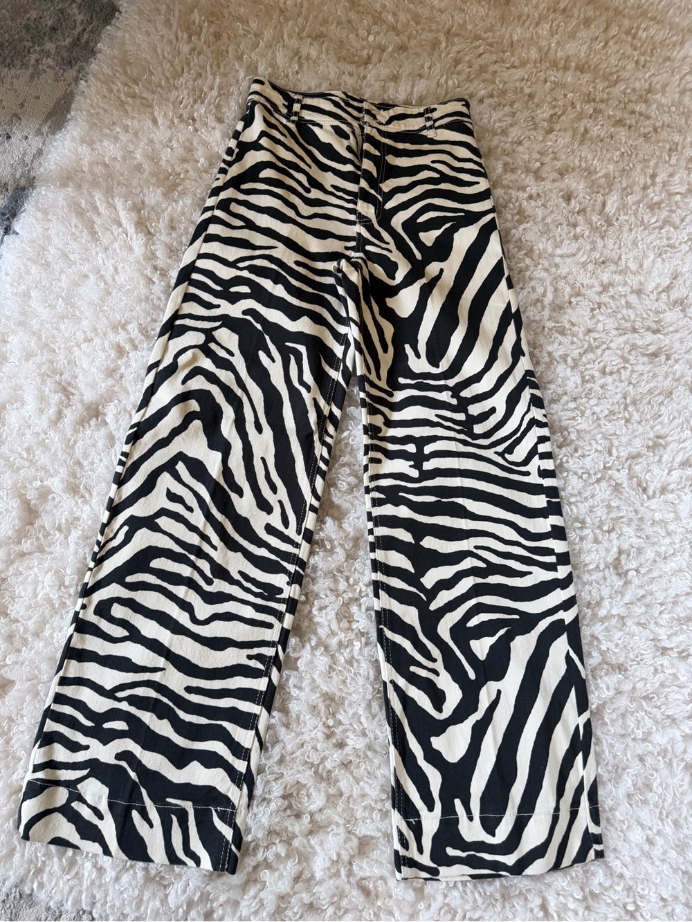 H&M Black & White Zebra Print Wide Leg Pants